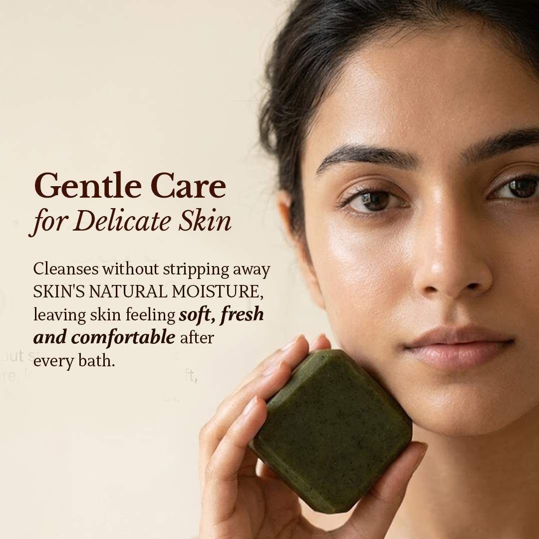 Organic-style handmade Neem and Tulsi bathing soap