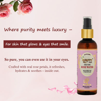 Vedpuran Ayurveda Pure Rose Water | 100% Natural Toner & Face Mist