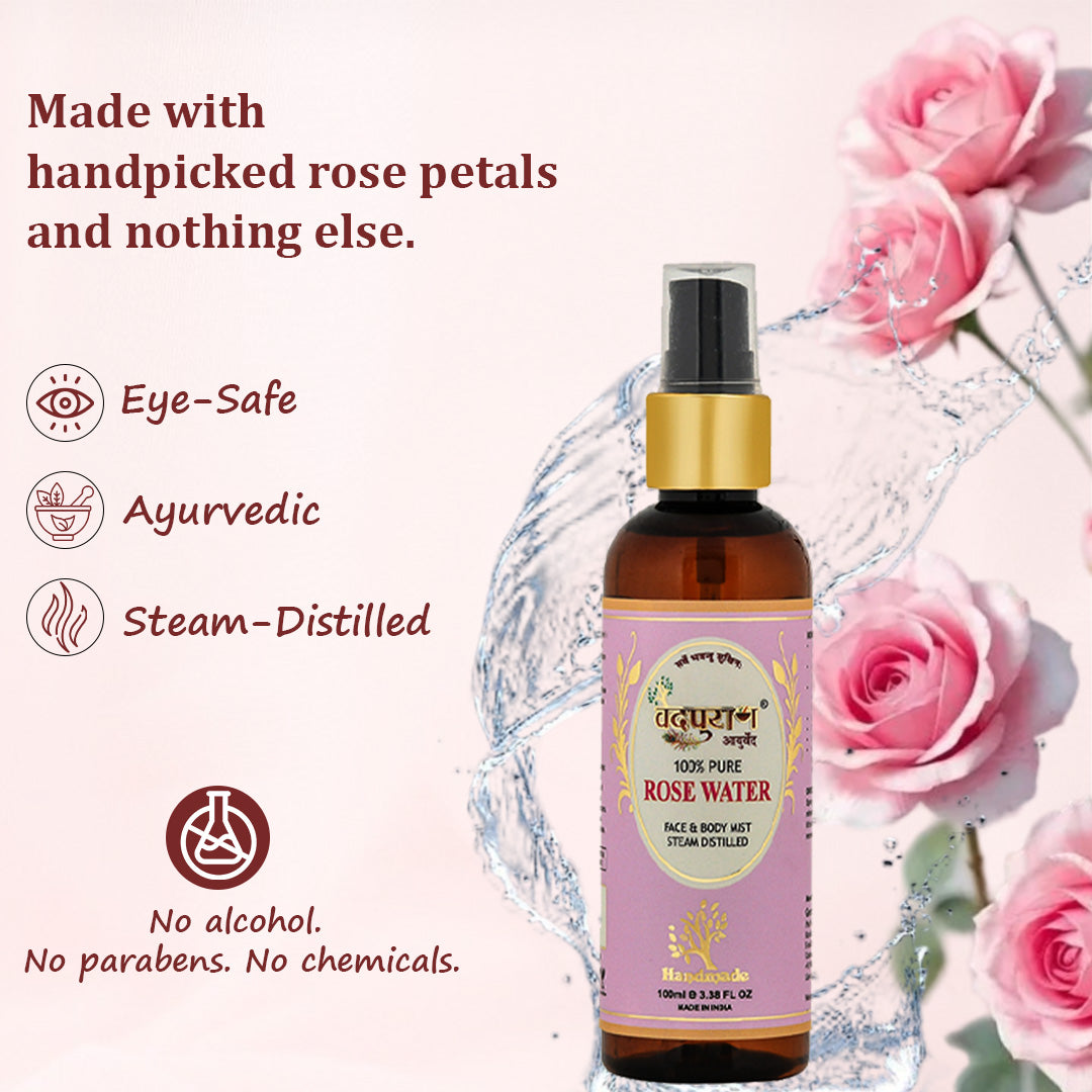 Vedpuran Ayurveda Pure Rose Water | 100% Natural Toner & Face Mist