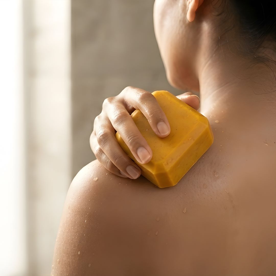 Step-by-step guide for using Swarnmukhi handmade soap