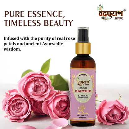 Vedpuran Ayurveda Pure Rose Water | 100% Natural Toner & Face Mist
