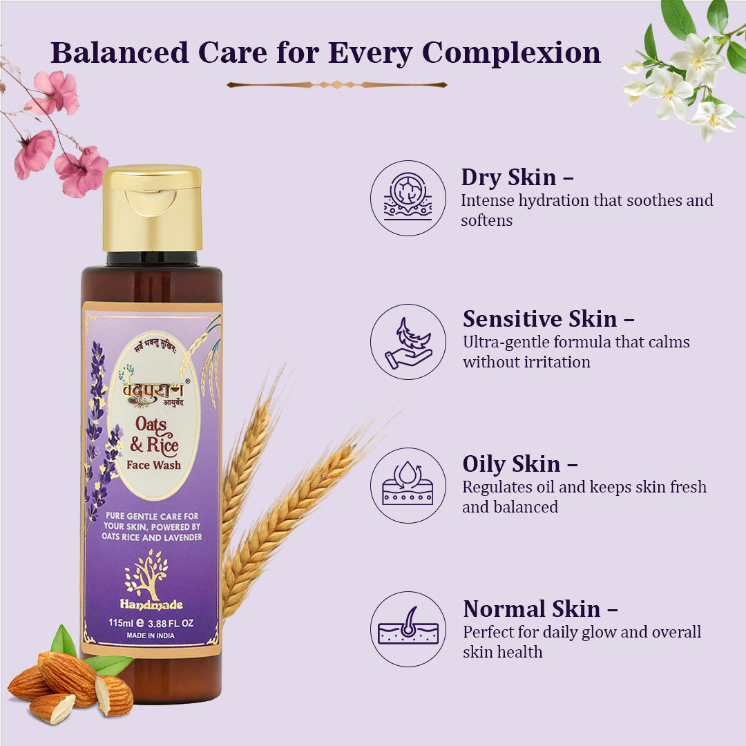 Oats & Rice Face Wash – Gentle Ayurvedic Cleanser for Glow